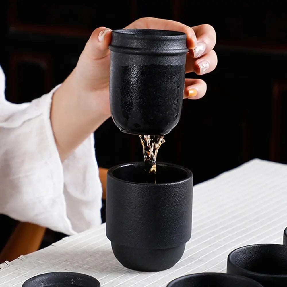160 ml przenośny czarny ceramiczny dzbanek do herbaty