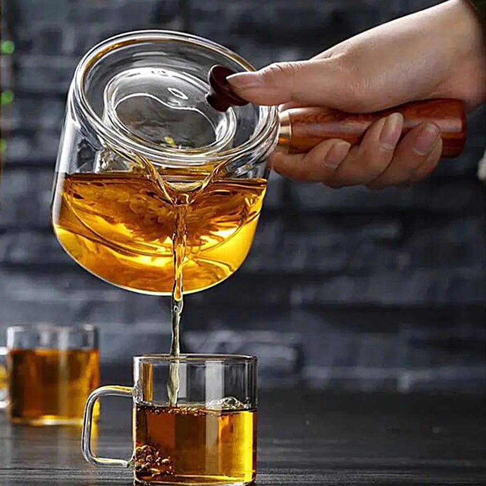500 ml szklany dzbanek do herbaty z drewnianym uchwytem
