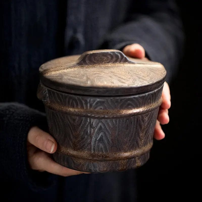 Antyczna japońska ceramiczna puszka na herbatę 500 ml