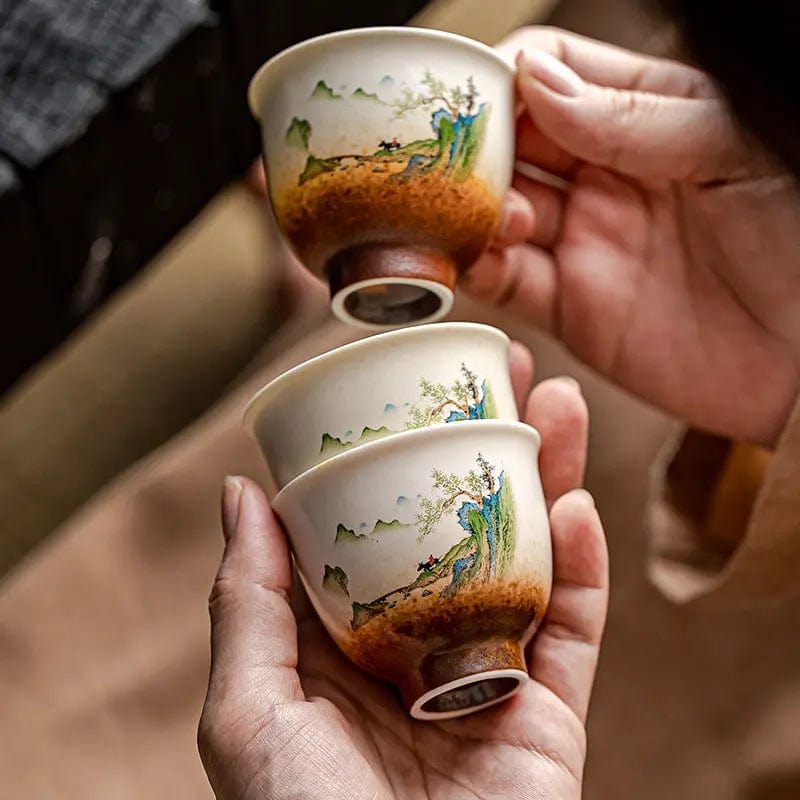 Ceramiczna filiżanka do herbaty 50 ml z malowanym pejzażem