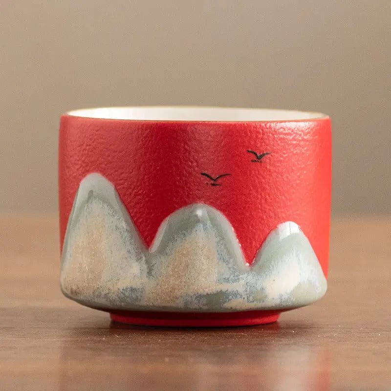 Ceramiczne filiżanki z motywami górskimi 75 ml
