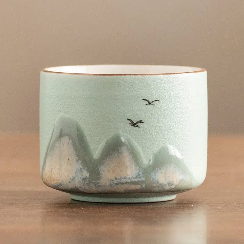 Ceramiczne filiżanki z motywami górskimi 75 ml