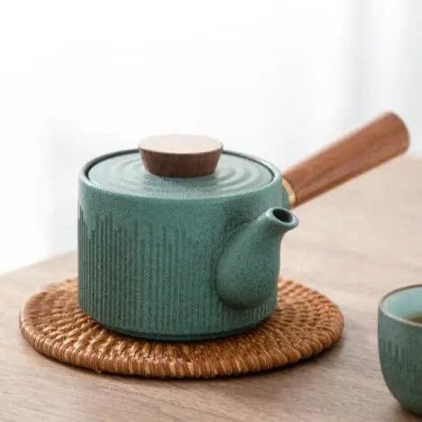 Ceramiczny dzbanek do herbaty Kyusu z drewnianą rączką 150 ml