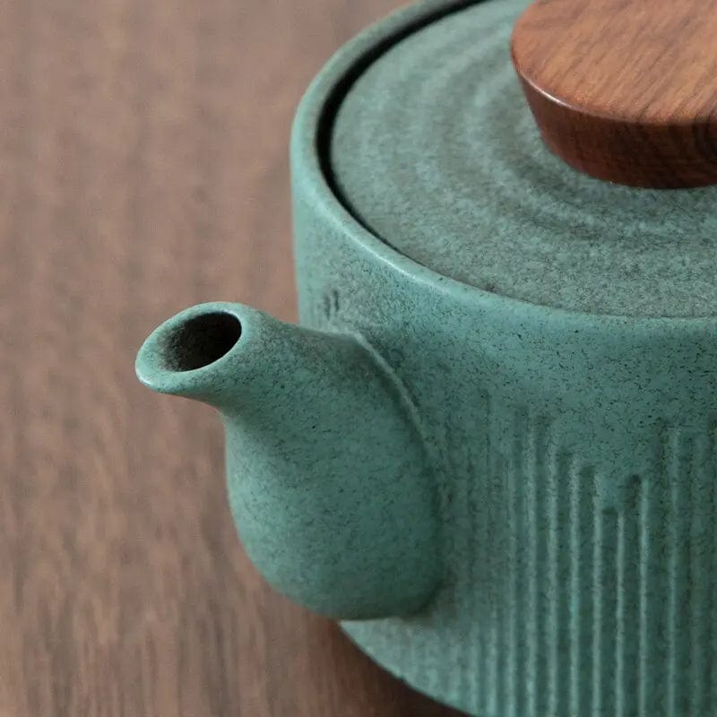 Ceramiczny dzbanek do herbaty Kyusu z drewnianą rączką 150 ml