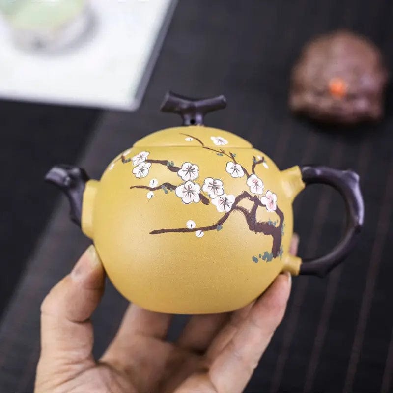 Chiński ceramiczny dzbanek do herbaty Yixing Żółty Kwiat Wiśni 250 ml