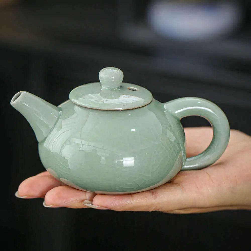 Chiński ceramiczny zestaw do herbaty z etui – zielony zestaw z 8 filiżankami