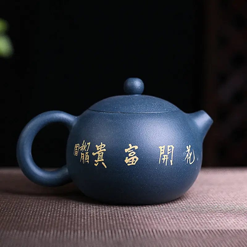 Chiński dzbanek do herbaty z gliny Yixing z niebieskim kwiatem 230 ml