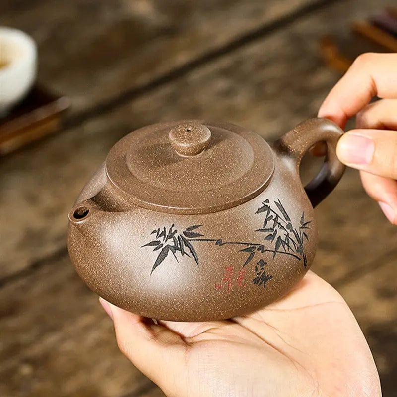 Chiński gliniany dzbanek do herbaty Yixing z wzorem bambusa 230 ml