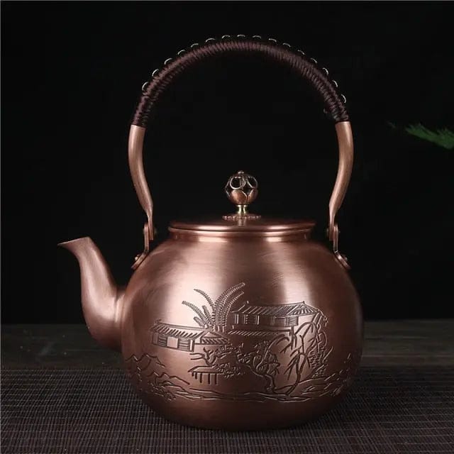 Chiński Okrągły Miedziany Dzbanek do Herbaty Champs 1,5L