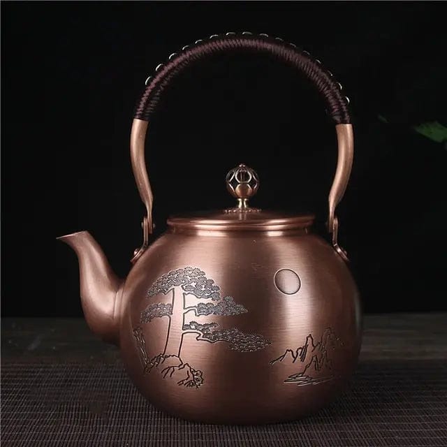 Chiński okrągły miedziany dzbanek do herbaty Pełnia Księżyca 1,5L