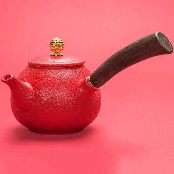 Czerwony ceramiczny dzbanek do herbaty Kyusu 240 ml