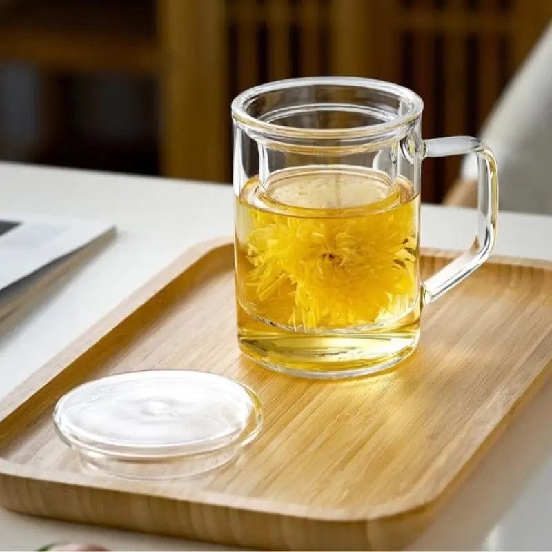 Duży szklany kubek do herbaty z zaparzaczem 400 ml