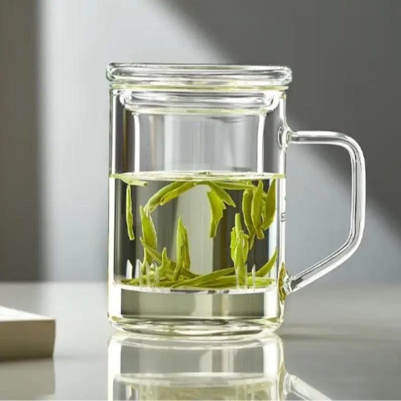 Duży szklany kubek do herbaty z zaparzaczem 400 ml