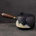 Japoński ceramiczny dzbanek do herbaty Kyusu 320 ml czarny z wzorem