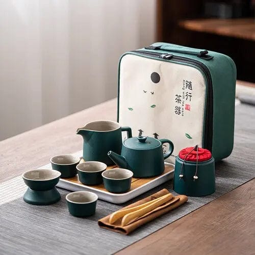 Japoński ceramiczny zestaw do herbaty podróżny