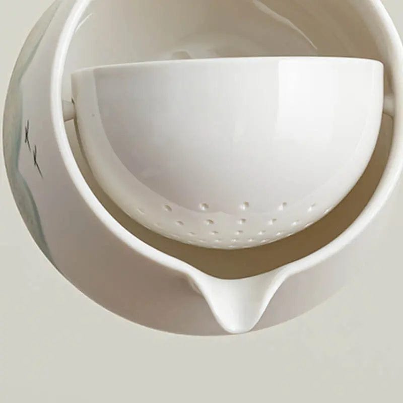 Japoński ceramiczny zestaw do herbaty z obrotowym dzbankiem 250 ml i 4 filiżankami