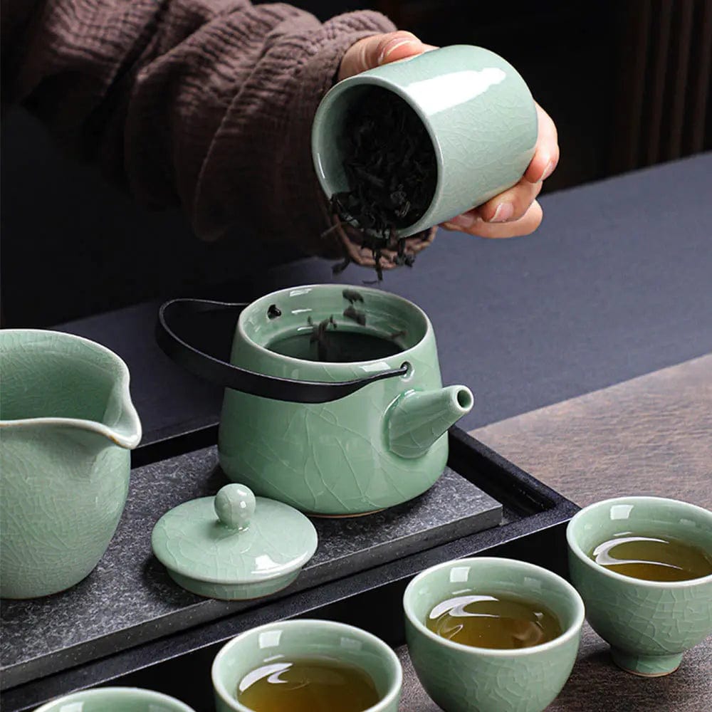 Japoński zestaw do herbaty Jade Green Crackle
