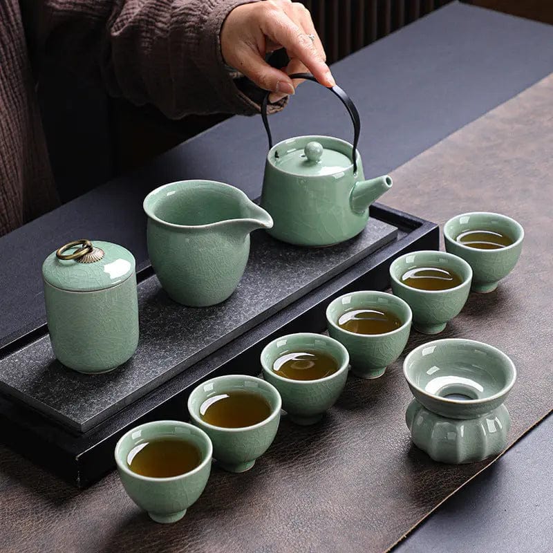 Japoński zestaw do herbaty Jade Green Crackle
