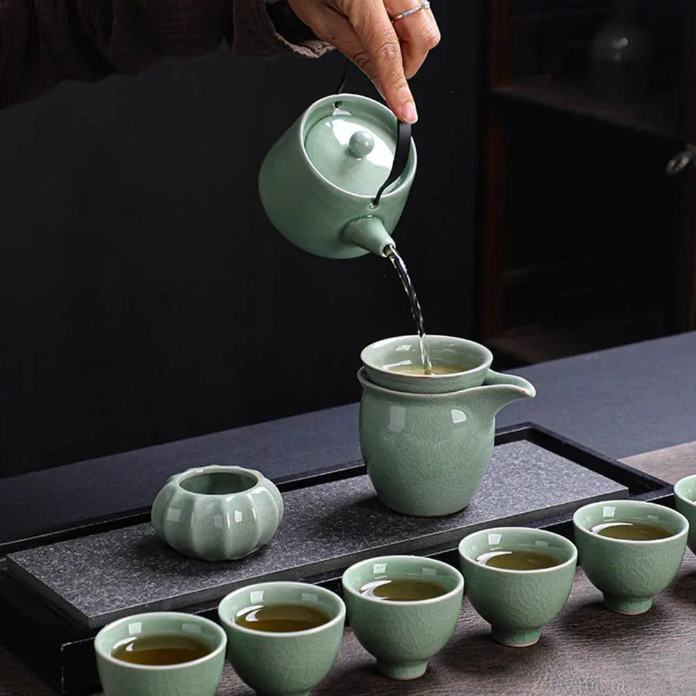 Japoński zestaw do herbaty Jade Green Crackle