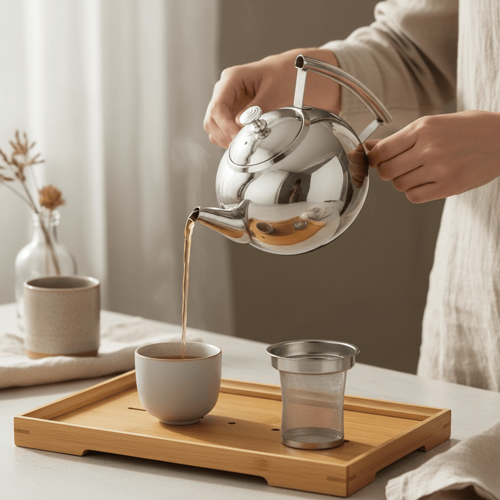 Okrągły stalowy dzbanek do herbaty 1,5L - 2L