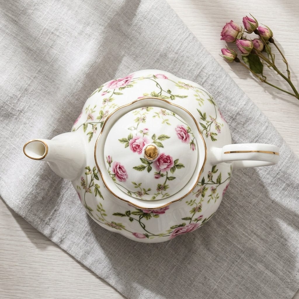Porcelanowy dzbanek do herbaty 400 ml z kwiatowym wzorem