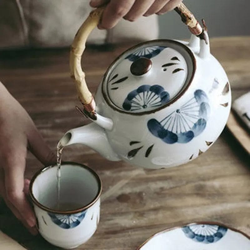 Porcelanowy dzbanek do herbaty biało-niebieski 500 ml