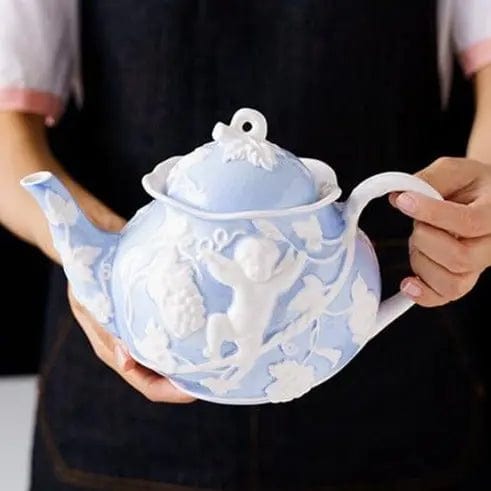 Porcelanowy dzbanek do herbaty niebiesko-różowy 1L