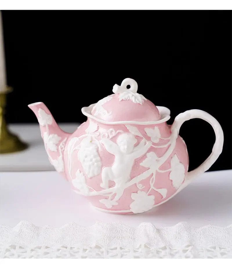 Porcelanowy dzbanek do herbaty niebiesko-różowy 1L