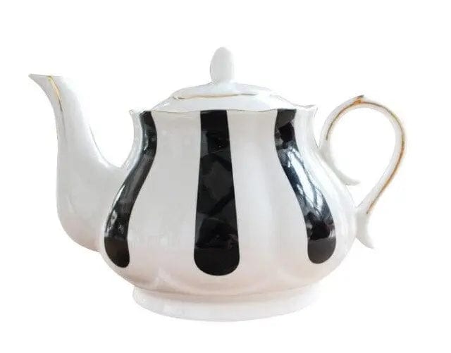 Porcelanowy dzbanek do herbaty z czarnymi paskami, 860 ml