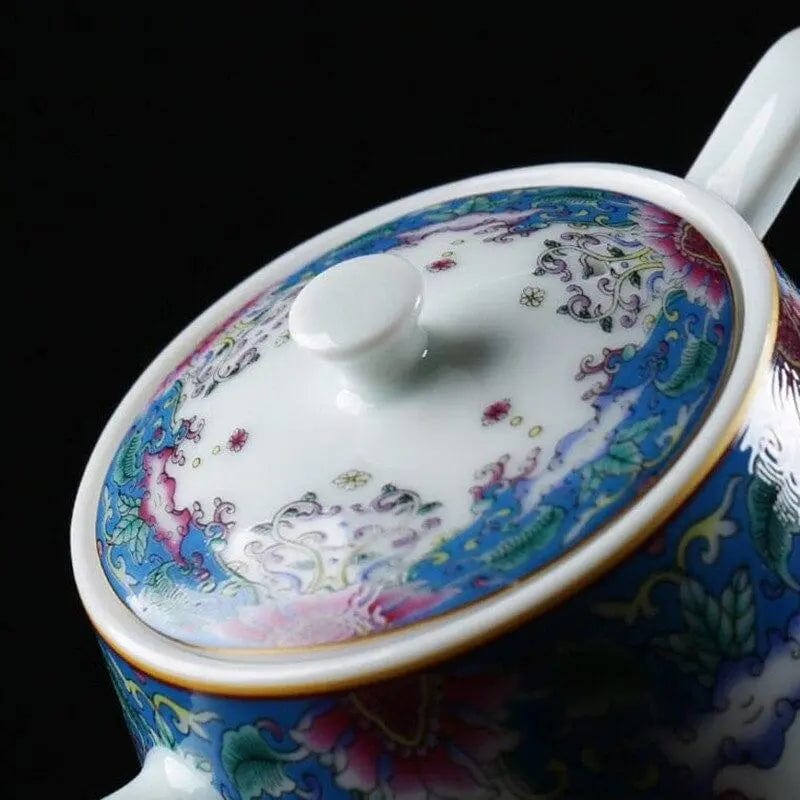 Porcelanowy dzbanek do herbaty z kwiatowym wzorem 210 ml