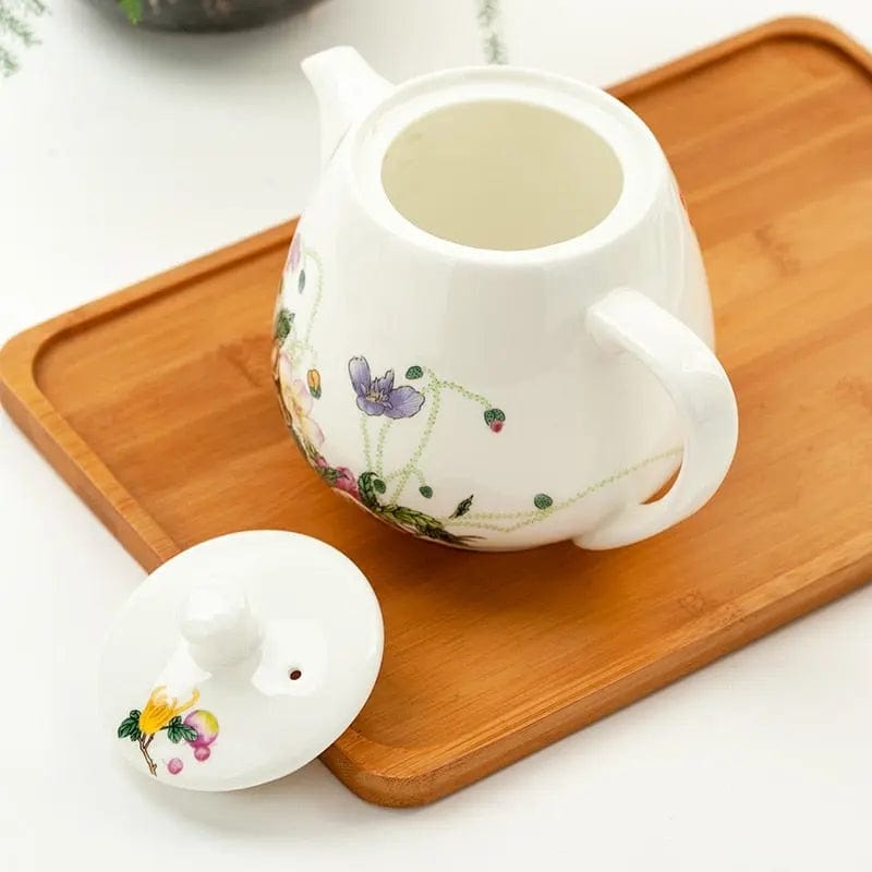 Porcelanowy dzbanek do herbaty z kwiatowym wzorem 450ML - 900ML