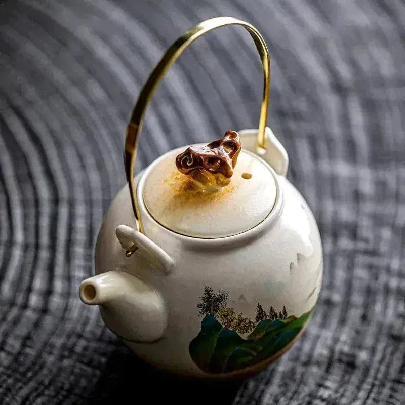 Porcelanowy dzbanek do herbaty z malowidłem krajobrazu 300ml