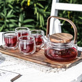 Skandynawski zestaw do herbaty ze szkła i drewna akacjowego, 600 ml