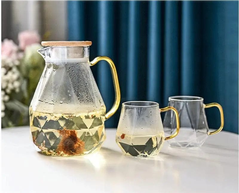 Szklany dzbanek do herbaty 1,5 l z geometrycznym wzorem