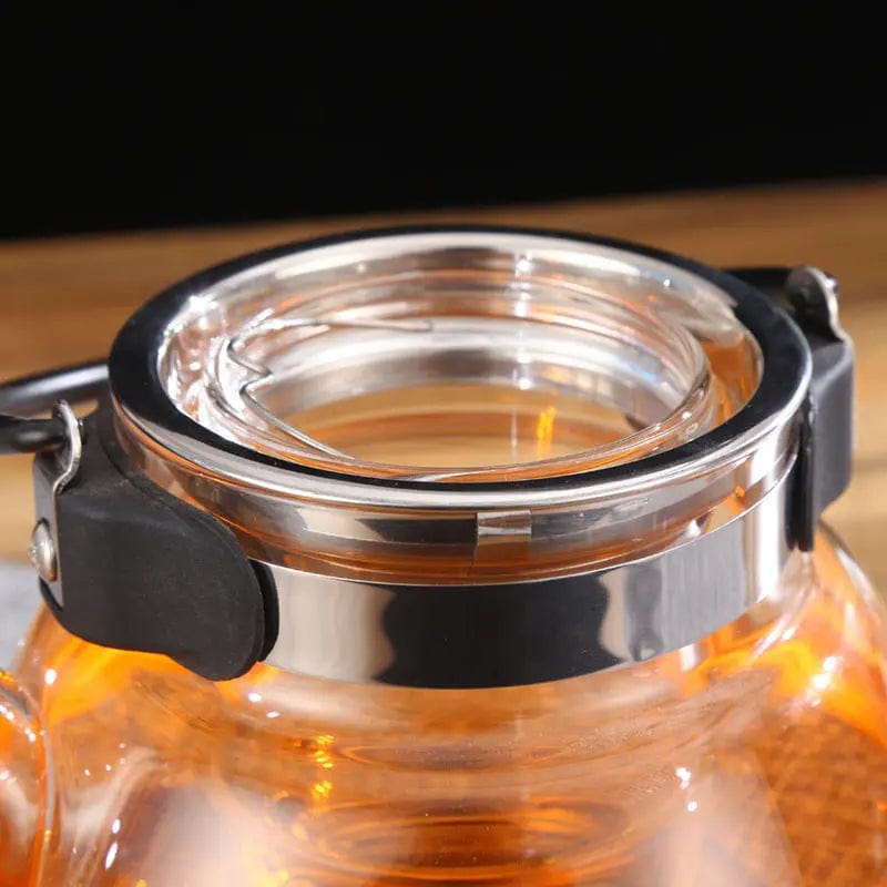 Szklany dzbanek do herbaty Gruszka z czarnym uchwytem 800 ml