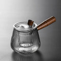 Szklany dzbanek do herbaty z drewnianym uchwytem 400 ml