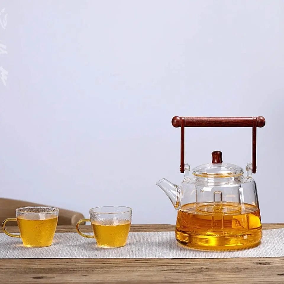 Szklany dzbanek do herbaty z kwadratowym uchwytem 1L