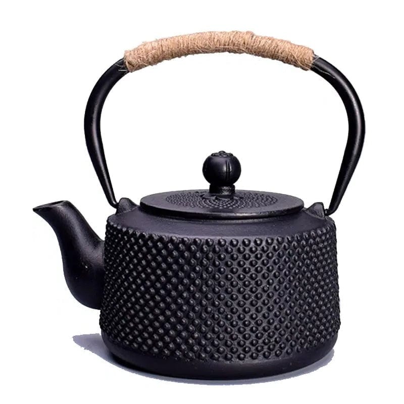 Żeliwny czarny dzbanek do herbaty z kropkami 850 ml